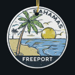 Ornamento De Cerâmica Freeport Bahamas Vintage<br><div class="desc">Design de arte do vetor Freeport. Freeport é a principal cidade do Grande Bahama,  uma ilha no noroeste das Bahamas,  ao largo da costa da Flórida.</div>