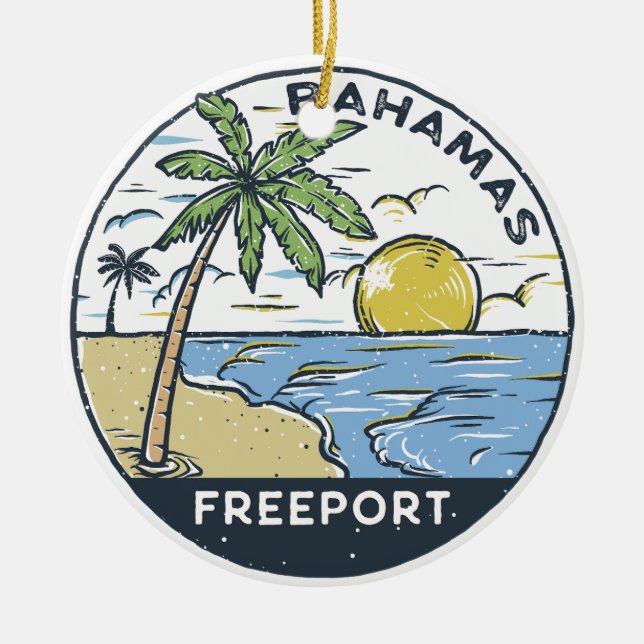 Ornamento De Cerâmica Freeport Bahamas Vintage (Frente)