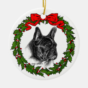 Ornamento De Cerâmica French Bulldog Art by Glenda S. Harlan
