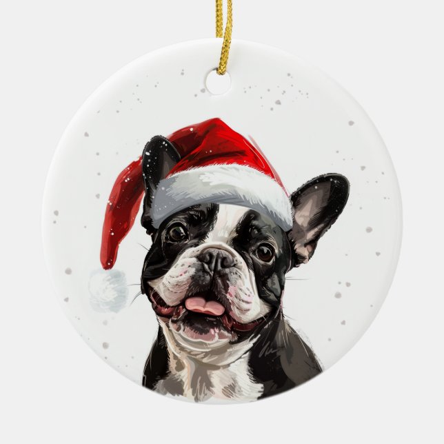 Ornamento De Cerâmica French Bulldog Dog Christmas Personalized (Frente)