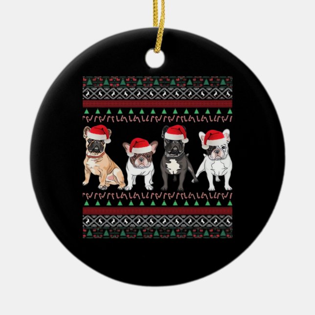 Ornamento De Cerâmica French Bulldog Ugly Christmas Sweater Essential T- (Frente)