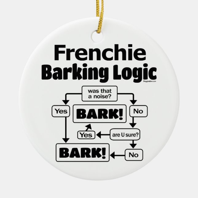 Ornamento De Cerâmica Frenchie Barking Logic (Frente)