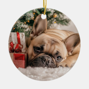 Ornamento De Cerâmica Frenchie Christmas