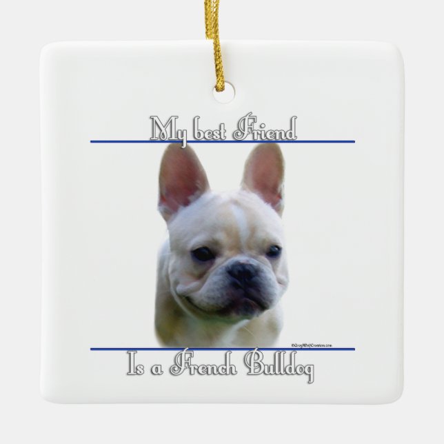 Ornamento De Cerâmica Frenchie Melhor Amigo (Frente)