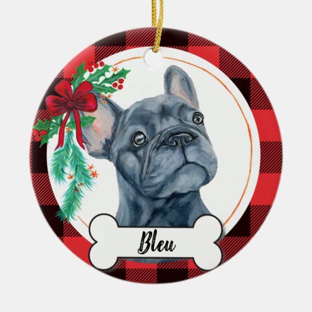 Ornamento De Cerâmica Frenchie Ornament, Bulldog Francês (Frente)