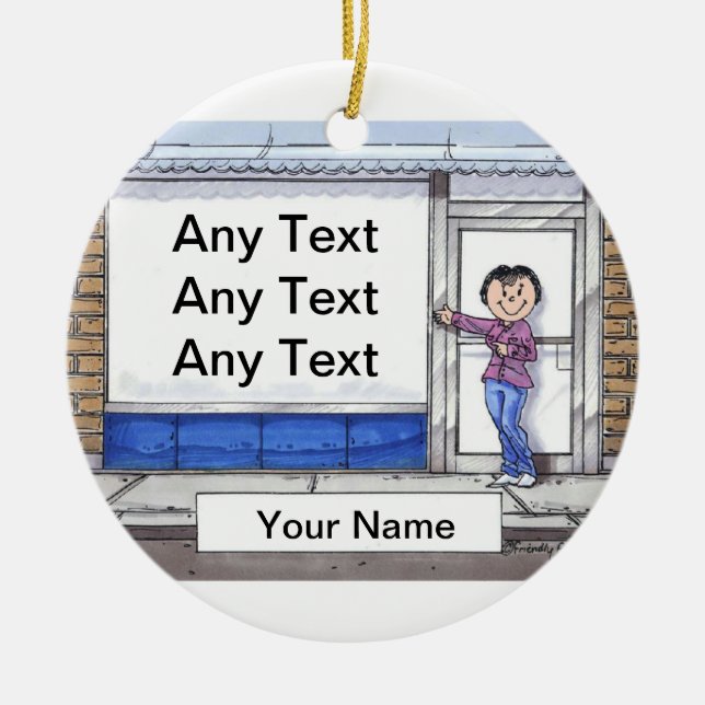 Ornamento De Cerâmica Frente da loja - Feminino (Frente)