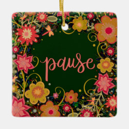 Ornamento De Cerâmica Frente Verde Floral Encorajadora Inspirividade