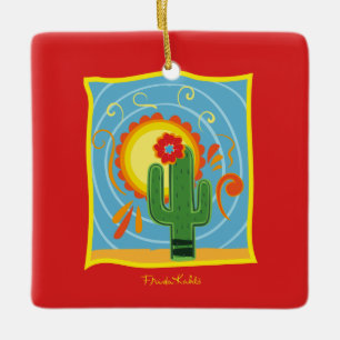 Ornamento De Cerâmica Frida Kahlo Cactus Graphic