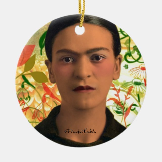 Ornamento De Cerâmica Frida Kahlo Reflejando (Frente)