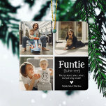 Ornamento De Cerâmica Frio de 3 Fotografias Definição Fácil de Colagem<br><div class="desc">Bela Enfeites de natal Funtie. Presentes perfeitos para uma TIA DIVERTIDA! Basta carregar 3 de suas fotos favoritas,  personalizar a definição e personalizar adicionando nome/s.</div>