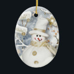 Ornamento De Cerâmica Frio Winter Snowman<br><div class="desc">Frio Winter Snowman</div>