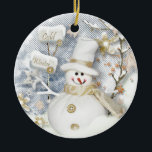 Ornamento De Cerâmica Frio Winter Snowman<br><div class="desc">Frio Winter Snowman</div>