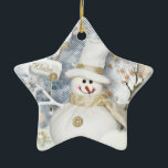 Ornamento De Cerâmica Frio Winter Snowman<br><div class="desc">Frio Winter Snowman</div>