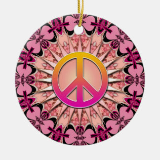 Ornamento De Cerâmica Friso Rosa Mandala Mantenha a Ordem de Paz