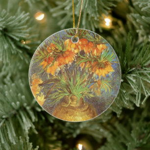 Ornamento De Cerâmica Fritillaries em um vaso de cobre por Vincent van