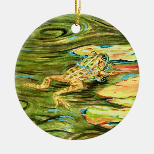 Ornamento De Cerâmica Frog in the Pond - (Frente)