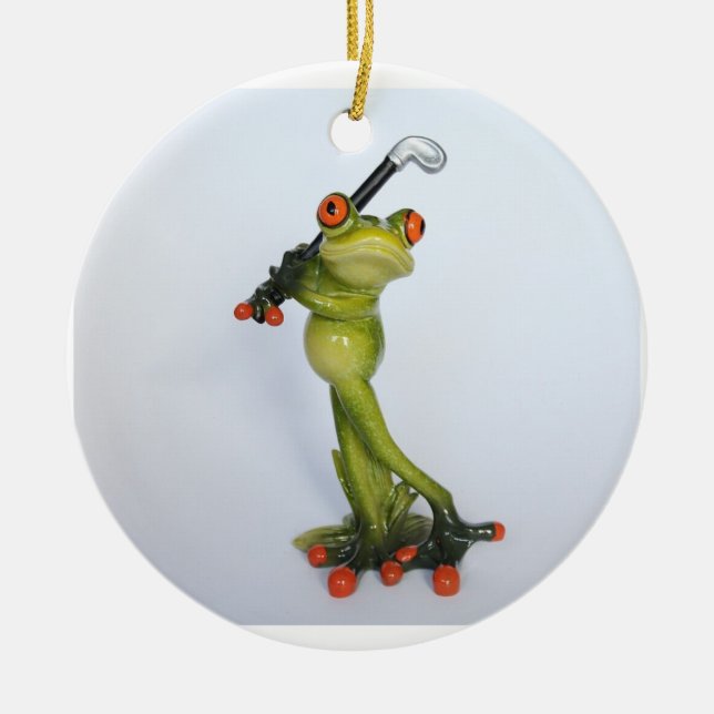 Ornamento De Cerâmica Froggie Golfer (Frente)