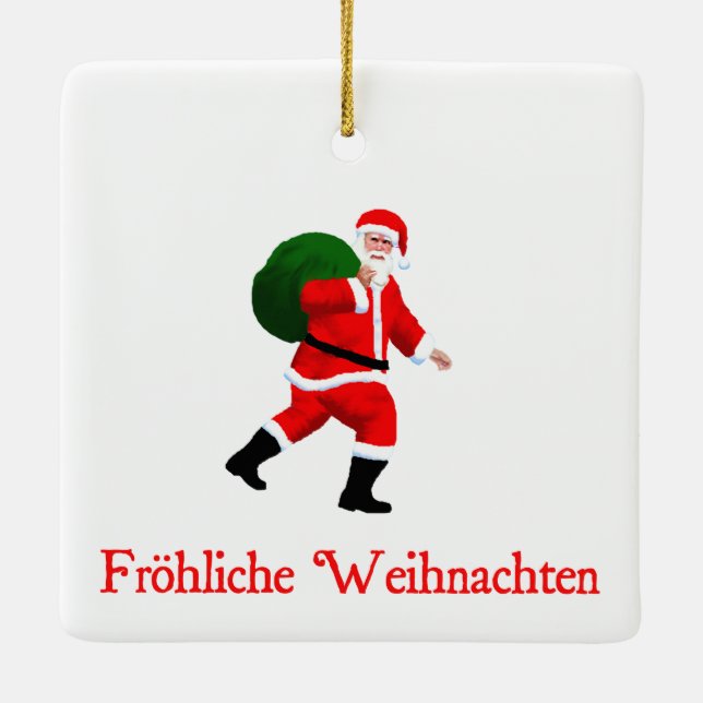 Ornamento De Cerâmica Frohliche Weihnachten - Papai Noel (Verso)