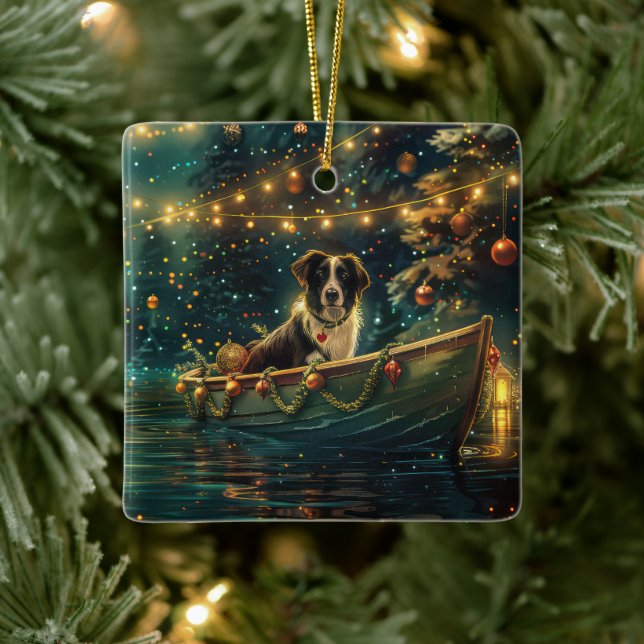 Ornamento De Cerâmica Fronteira Collie Natal Voyage Festiva (Árvore)