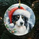 Ornamento De Cerâmica Fronteira Tricolor Collie Santa Hat Natal<br><div class="desc">Abraçar o espírito festivo com a nossa Borda Tricolorrizada Collie Santa Hat Ornament Cerâmico de Natal, com uma representação encantadora do seu amado companheiro canino enfeitado num chapéu festivo de Santa. Este ornamento único adiciona um toque de alegria de feriado à sua árvore de Natal, capturando as marcas distintivas e...</div>