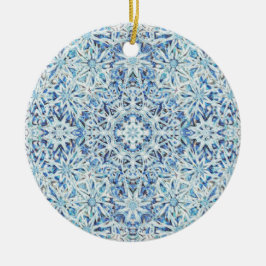 Ornamento De Cerâmica Frosted Crystal Bloom — Intricate Snowflake Design