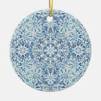 Ornamento De Cerâmica Frosted Crystal Bloom — Intricate Snowflake Design