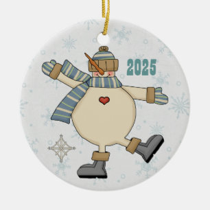 Ornamento De Cerâmica Frosty Snowman Joga na Neve Keepsasasakura Ornamen