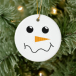 Ornamento De Cerâmica Frosty the Snowman Face<br><div class="desc">Snowman Face Ornament</div>
