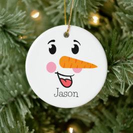 Ornamento De Cerâmica Frosty the Snowman Happy Face