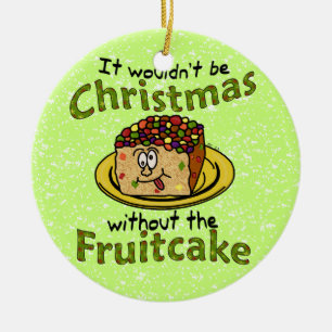 Ornamento De Cerâmica Fruitcake engraçado dos desenhos animados do Nata