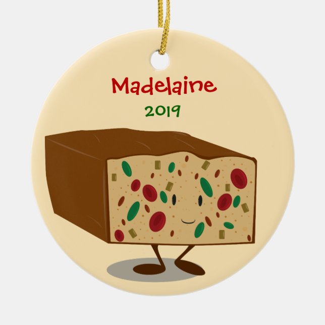 Ornamento De Cerâmica Fruitcake Name Year Christmas (Frente)