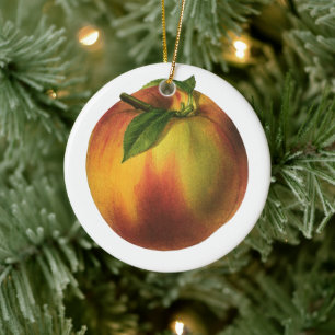 Ornamento De Cerâmica Fruta da comida do vintage, pêssego orgânico