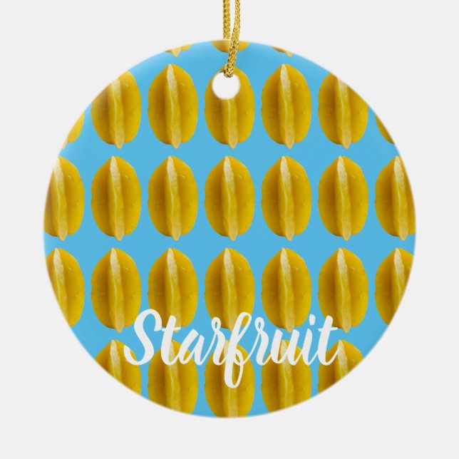 Ornamento De Cerâmica Fruta de padrão Starfrucarambola para Vegan (Frente)