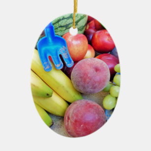 Ornamento De Cerâmica Fruta de Verão, Comida, Melão, Uvas, Pêssegos, Ban