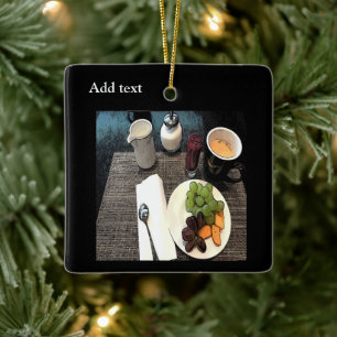 Ornamento De Cerâmica Fruta e café 