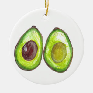 Ornamento De Cerâmica Fruta verde Avocado