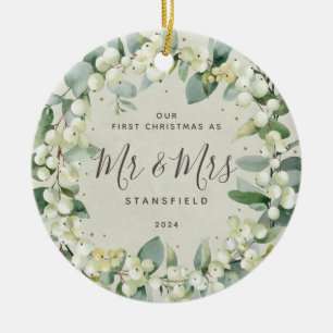 Ornamento De Cerâmica Frutas-do-campo - Nosso Primeiro Natal Sr & Sra Fo