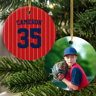 Ornamento De Cerâmica Fully Editable Colors Baseball Jersey Stripes Name