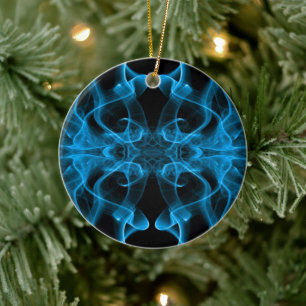 Ornamento De Cerâmica Fumaça Azul Simétrica Minimalista Preta