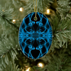 Ornamento De Cerâmica Fumaça Azul Simétrica Minimalista Preta