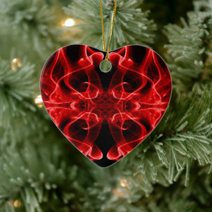 Ornamento De Cerâmica Fumaça Vermelha Simétrica Minimalista Preta