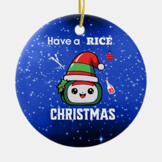 Ornamento De Cerâmica Fun Sushi Christmas