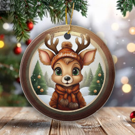 Ornamento De Cerâmica Fun Whimsical Winter Wildlife Christmas Deer 🎄🦌