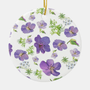 Ornamento De Cerâmica fundo botânico floral de verão de lilás água