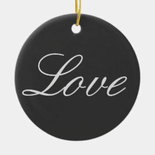 Ornamento De Cerâmica Fundo Cinza Elegante Casamento de Amor