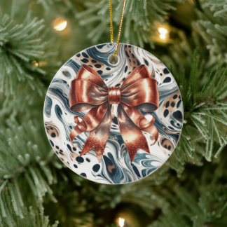 Ornamento De Cerâmica Fundo de Leopardo com Arco de Cobre Metálico