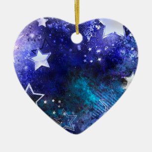 Ornamento De Cerâmica Fundo Espacial com Estrelas