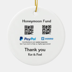 Ornamento De Cerâmica Fundo Honeymoon PayPal Venmo obrigado de código QR