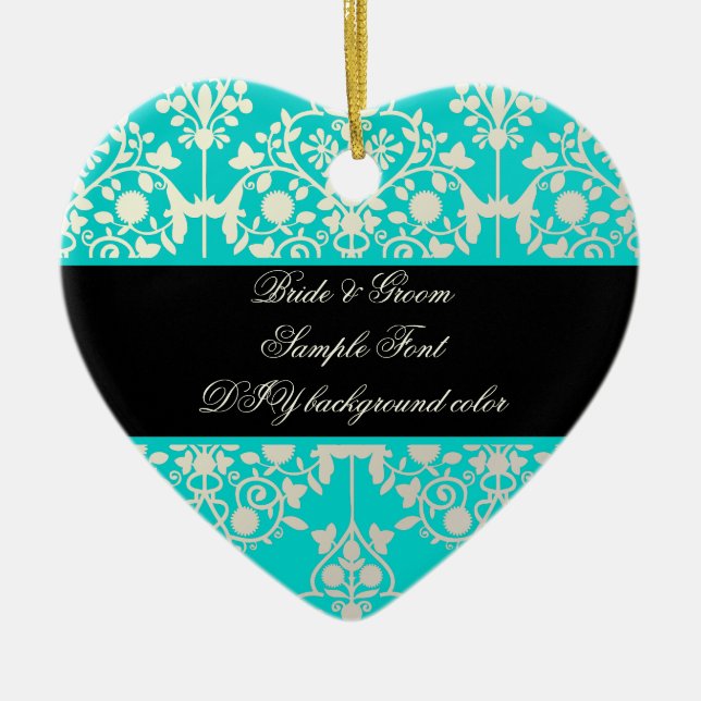 Ornamento De Cerâmica Fundo PixDezines leila damask/DIY (Frente)