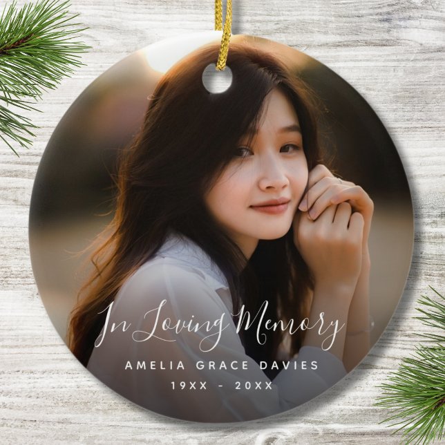 Ornamento De Cerâmica Funeral Personalizada do tributo Memorial Personal (Photo Memorial Ornament)